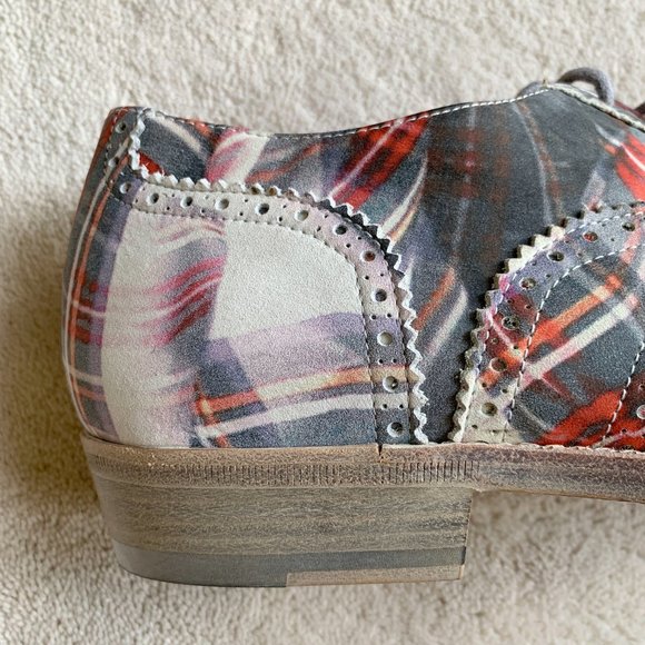 Stunning VIVIENNE WESTWOOD Red Tartan LEATHER Derby SHOES sz 40.5 EUR | 7.5 US